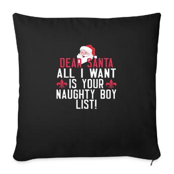 Cher Père Noël Liste Garçon - Housse de coussin décorative 45 x 45 cm - noir - Devant