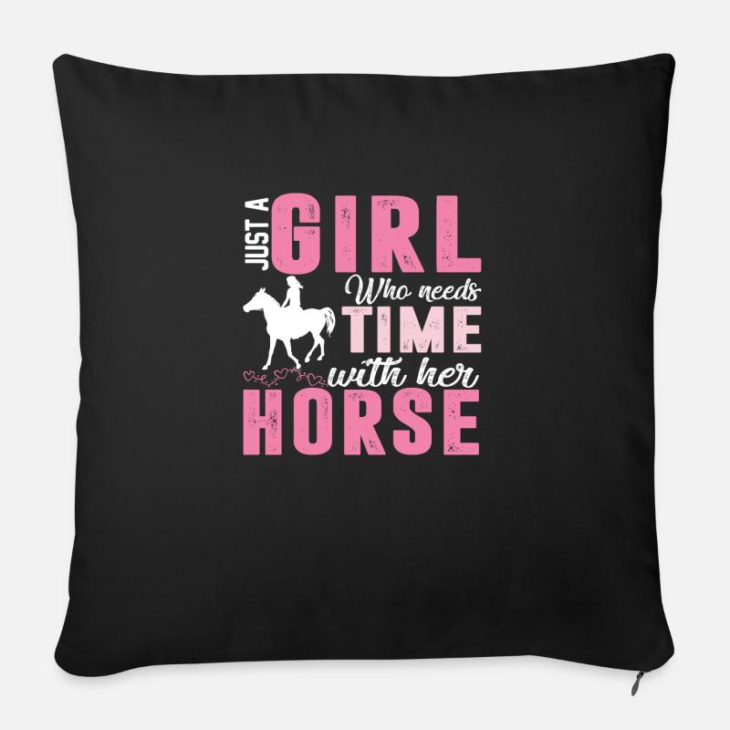 cheval - Housse de coussin décorative 45 x 45 cm - noir