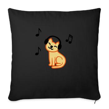 cat loves music, Katze liebt Musik - Sofakissenbezug 45 x 45 cm - Schwarz - Vorne