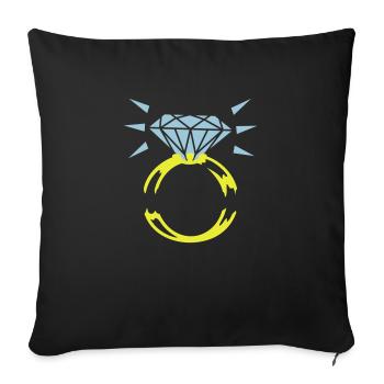 Diamantring / diamond ring (2c) - Sofa pillowcase 17,3'' x 17,3'' (45 x 45 cm) - black - Front