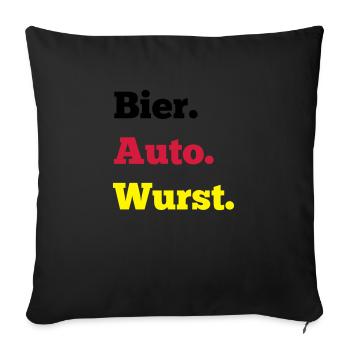 Bier Auto Wurst - Sofakissenbezug 45 x 45 cm - Schwarz - Vorne