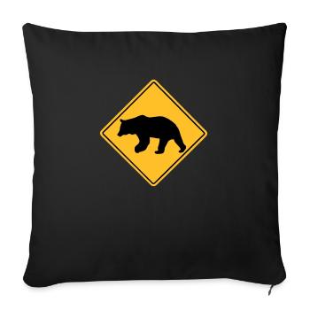 Bear Road Sign - Sofakissenbezug 45 x 45 cm - Schwarz - Vorne
