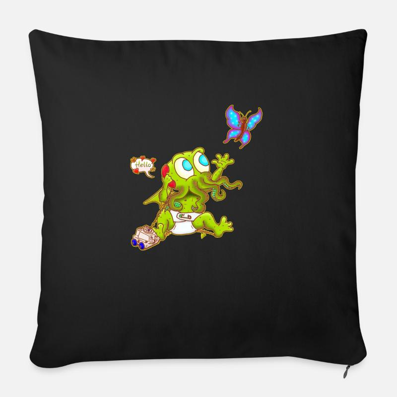 L'appel du mignon Hulhu sans texte - Housse de coussin décorative 45 x 45 cm - noir
