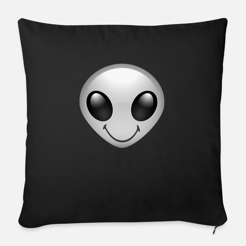 Smiley Alien - Housse de coussin décorative 45 x 45 cm - noir