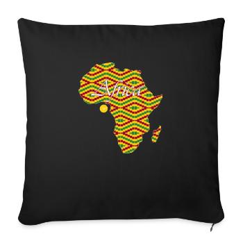 Woezoo - Carte Afrique tissu imprimé - Housse de coussin décorative 45 x 45 cm - noir - Devant