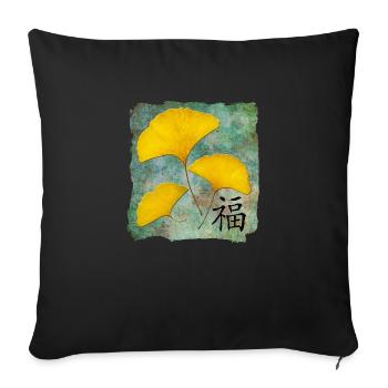 Ginkgo Feng Shui Design Happiness - Sofa pillowcase 17,3'' x 17,3'' (45 x 45 cm) - black - Front