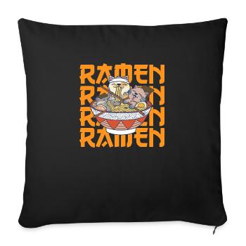Ramen noodle soup bowl Japanese noodles - Sofa pillowcase 17,3'' x 17,3'' (45 x 45 cm) - black - Front
