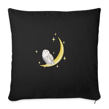 Magical Owl with Moon and Stars - Sofa pillowcase 17,3'' x 17,3'' (45 x 45 cm) - black - Front