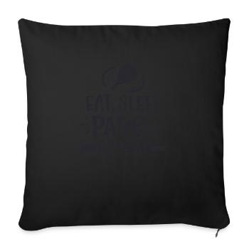 eat sleep padel repeat - Padel tennis - Sofa pillowcase 17,3'' x 17,3'' (45 x 45 cm) - black - Front
