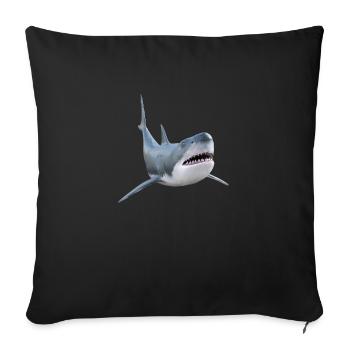 White shark, shark - Sofa pillowcase 17,3'' x 17,3'' (45 x 45 cm) - black - Front