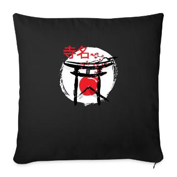 Temple japonais Japon Soleil - Housse de coussin décorative 45 x 45 cm - noir - Devant