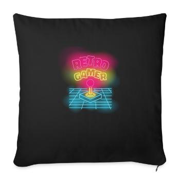Retro Gamer neon colorful joystick design - Sofa pillowcase 17,3'' x 17,3'' (45 x 45 cm) - black - Front