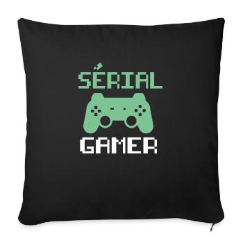 Sérial Gamer Jeux vidéos Cadeau - Housse de coussin décorative 45 x 45 cm - noir - Devant