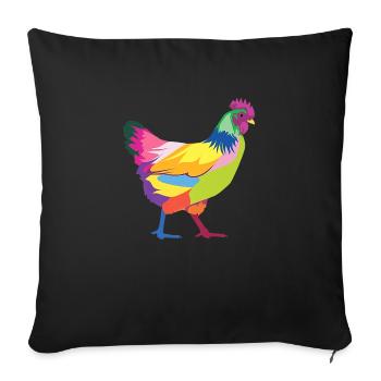 Colorful chicken rainbow hen - Sofa pillowcase 17,3'' x 17,3'' (45 x 45 cm) - black - Front