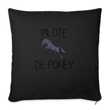 Pilote de Poney pour cavalier et cavalière - Housse de coussin décorative 45 x 45 cm - noir - Devant