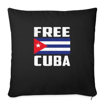 Vintage Free Cuba - Cuba Flag - Housse de coussin décorative 45 x 45 cm - noir - Devant