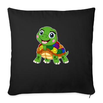 arc-en-ciel tortue lgbt tortue aquatique animal - Housse de coussin décorative 45 x 45 cm - noir - Devant