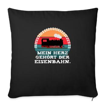 Eisenbahn Leidenschaft Dampflok - Sofakissenbezug 45 x 45 cm - Schwarz - Vorne