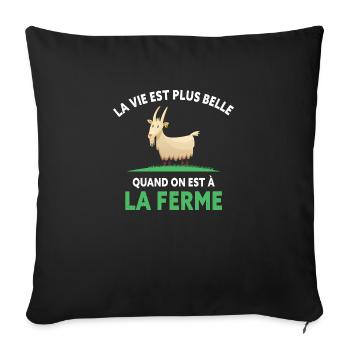 Le Vie Est Belle Quand On Est à La Ferme Chèvres - Housse de coussin décorative 45 x 45 cm - noir - Devant