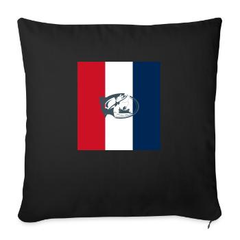 Drapeau français de la pêche - pêcheur français - Housse de coussin décorative 45 x 45 cm - noir - Devant