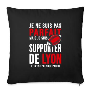 supporter rugby stade Lyon club humour rugby lou - Housse de coussin décorative 45 x 45 cm - noir - Devant