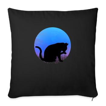 Niedliche Katze, schwarzer Kater als Silhouette - Sofakissenbezug 45 x 45 cm - Schwarz - Vorne