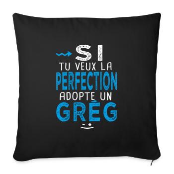 perfection adopte un Grég Cadeau Grégoire Grégory - Housse de coussin décorative 45 x 45 cm - noir - Devant