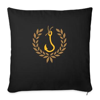 Logo Laurel Wreath Fishing - Sofa pillowcase 17,3'' x 17,3'' (45 x 45 cm) - black - Front