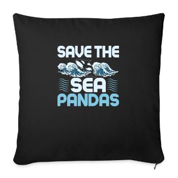 Sauvez les pandas de mer Scientifique biologie marine - Housse de coussin décorative 45 x 45 cm - noir - Devant