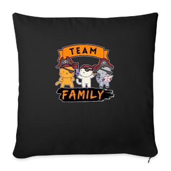 équipe famille chat pirate chef drôle - Housse de coussin décorative 45 x 45 cm - noir - Devant