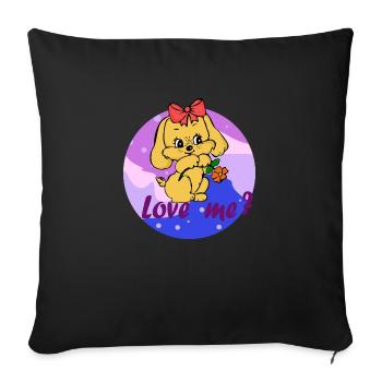 Chiot mignon - Aimez-moi - Aimez-moi! - Housse de coussin décorative 45 x 45 cm - noir - Devant