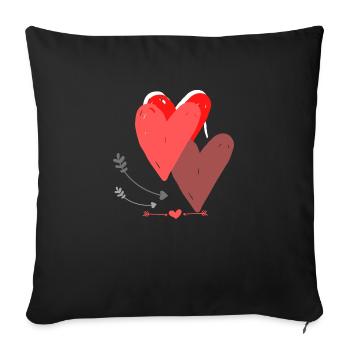 Herzen 3 - Sofakissenbezug 45 x 45 cm - Schwarz - Vorne