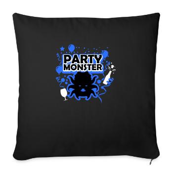 Monstre de fête bleu - Housse de coussin décorative 45 x 45 cm - noir - Devant