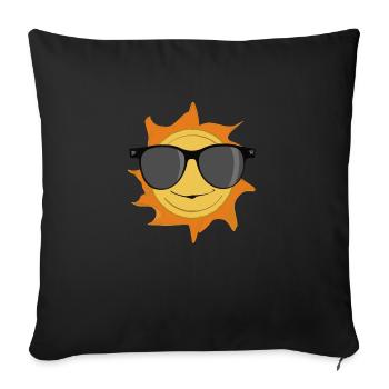 Soleil avec lunettes de soleil Idée cadeau - Housse de coussin décorative 45 x 45 cm - noir - Devant