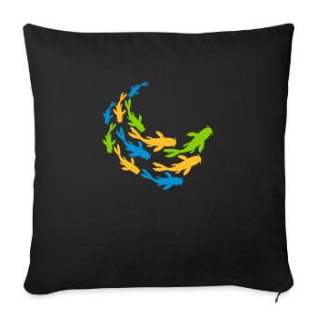 Bunter Schwarm Koi Fische - Sofakissenbezug 45 x 45 cm - Schwarz - Vorne