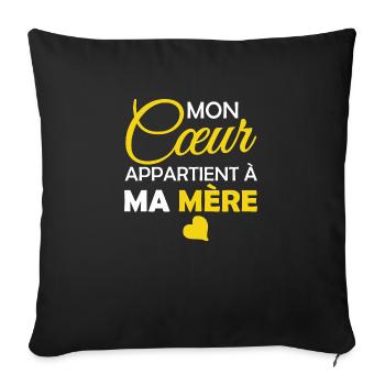 mon cœur appartient à ma mère / j'aime ma mère - Housse de coussin décorative 45 x 45 cm - noir - Devant