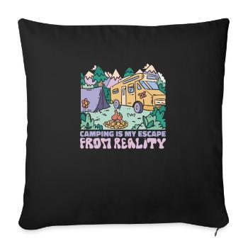 Camping Gift Camp Camping Caravane Camping Camping - Housse de coussin décorative 45 x 45 cm - noir - Devant