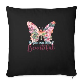 Butterfly Flower Floral Sayings Saying Flowers - Sofa pillowcase 17,3'' x 17,3'' (45 x 45 cm) - black - Front