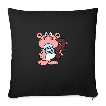 hippo nilperd lalli kids mädchen kids kinder baby - Sofakissenbezug 45 x 45 cm - Schwarz - Vorne