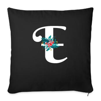 letter E flowered - Sofa pillowcase 17,3'' x 17,3'' (45 x 45 cm) - black - Front