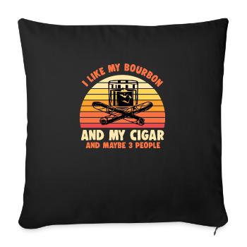 I Like My Bourbon And My Cigar - passion cigar - Sofa pillowcase 17,3'' x 17,3'' (45 x 45 cm) - black - Front
