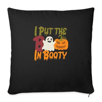 Süßes Halloween Design, Boo, Booty, Geist, Kürbis - Sofakissenbezug 45 x 45 cm - Schwarz - Vorne
