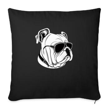 Chiens bouledogues avec lunettes de soleil motif cool - Housse de coussin décorative 45 x 45 cm - noir - Devant