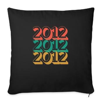 Anniversaire année 2012 / Vintage 2012 - Housse de coussin décorative 45 x 45 cm - noir - Devant