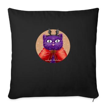 Chat vampire - Housse de coussin décorative 45 x 45 cm - noir - Devant