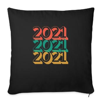 Anniversaire année 2021 Vintage 2021 - Housse de coussin décorative 45 x 45 cm - noir - Devant