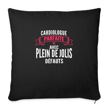 cardiologue parfaite / humour cardiologue - Housse de coussin décorative 45 x 45 cm - noir - Devant