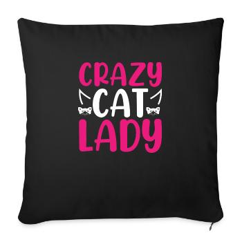 Crazy Cat Lady Drôle de chat Lover Girl - Housse de coussin décorative 45 x 45 cm - noir - Devant
