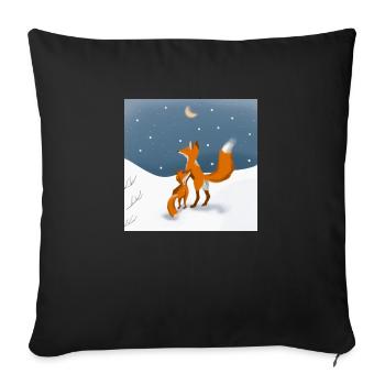 Foxes in the snow - Sofa pillowcase 17,3'' x 17,3'' (45 x 45 cm) - black - Front