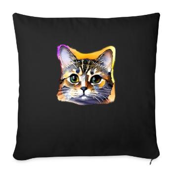 Katzengesicht 4 - Sofakissenbezug 45 x 45 cm - Schwarz - Vorne